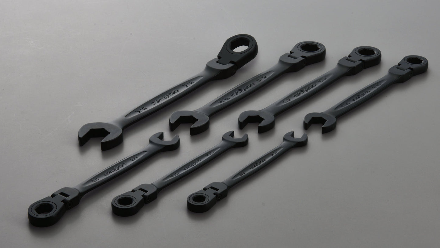 SAE Flex Head Anti-Slip Gear Wrench  7 Pieces Set